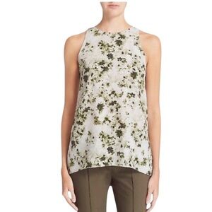 Theory Silk Sleeveless Kalstinn Top Spring Green Floral Size Medium